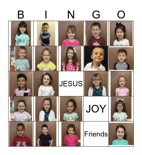 PRE-K JOY Bingo Card