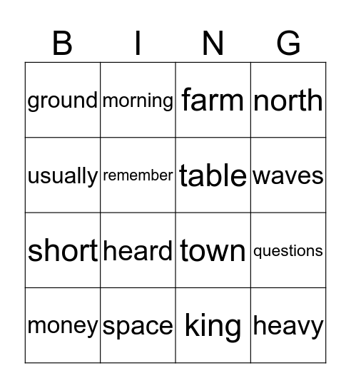 Sight words time!  Bingo Card