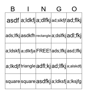 Geometry Bingo Card