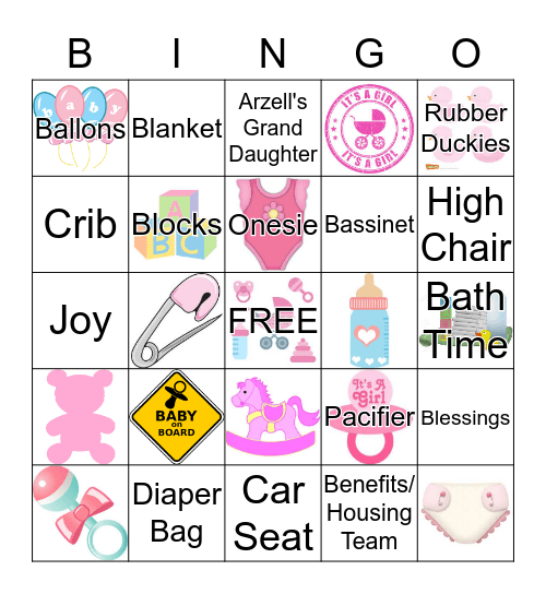 Baby Shower Edelman Bingo Card