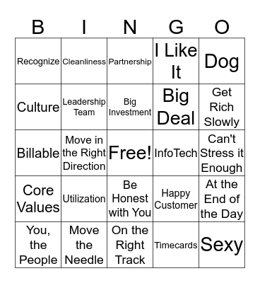 All Employee Bingo Card