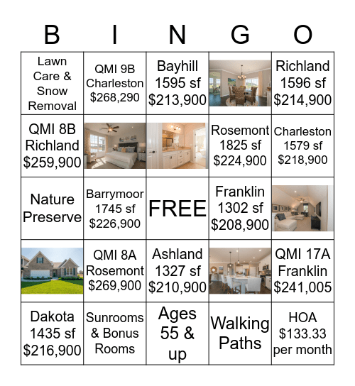 REGENCY RESERVE Bingo Card