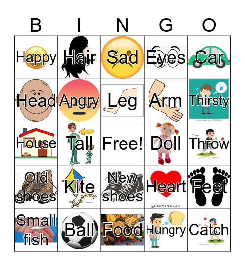 English Vocabulary Bingo Card