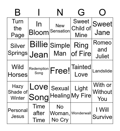 Covers Bingo Card