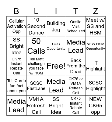 ScanSource/Honeywell BLITZ DAY Bingo Card
