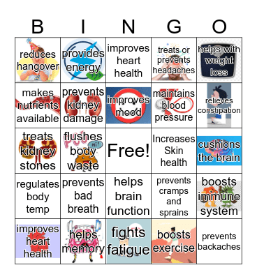 Benefits of Water Bingo Card