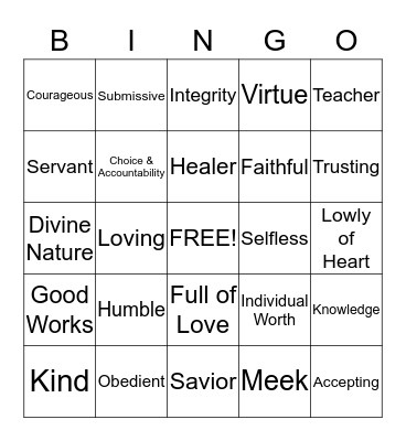 Christlike Attributes Bingo Card