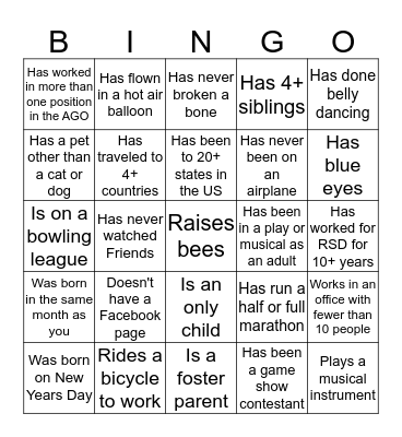 Find Someone Who: Bingo Card