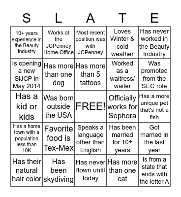 SLATE BINGO Card