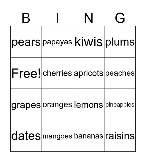 BINGO Card