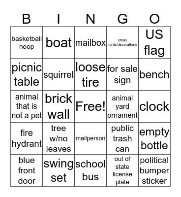 "Words" Bingo Card