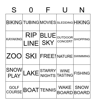 BIG BEAR BINGO Card