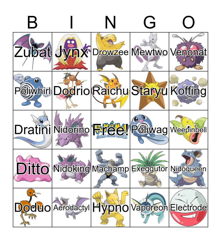 Printable Pokemon Bingo