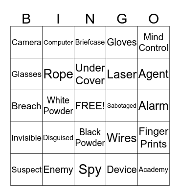 SPY ACADEMY Bingo Card