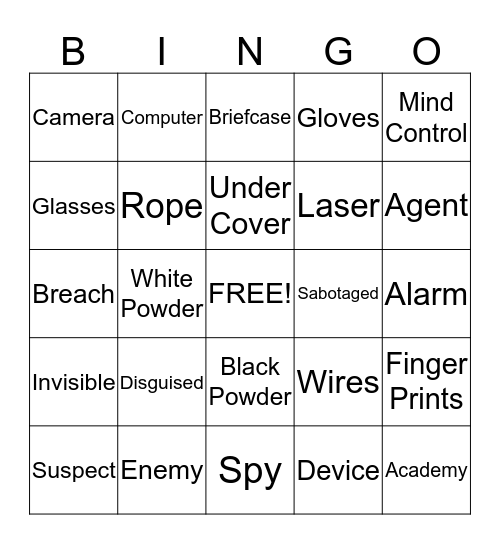 SPY ACADEMY Bingo Card
