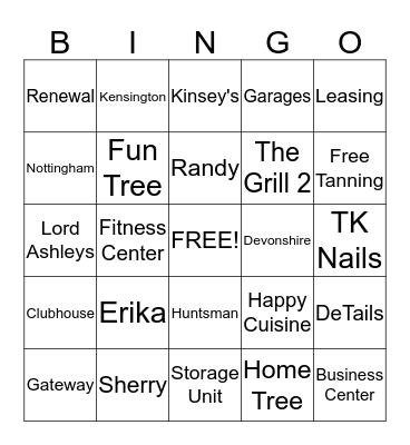 Gateway Crossing Drive By Bingo! Bingo Card
