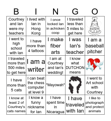 Courtney and Ian Wedding Bingo Card