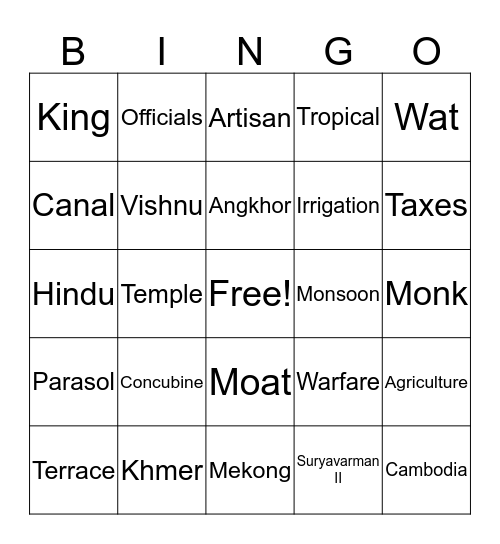 Khmer Empire Bingo Card
