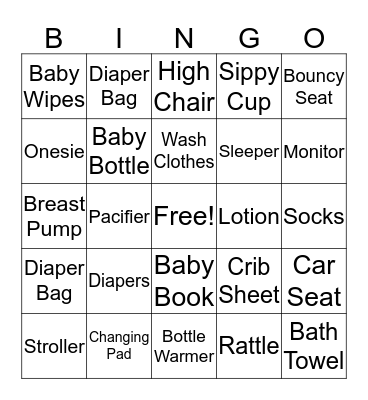 Megan's Baby Shower Bingo Card