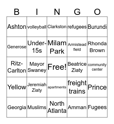 Outcasts United Bingo Card