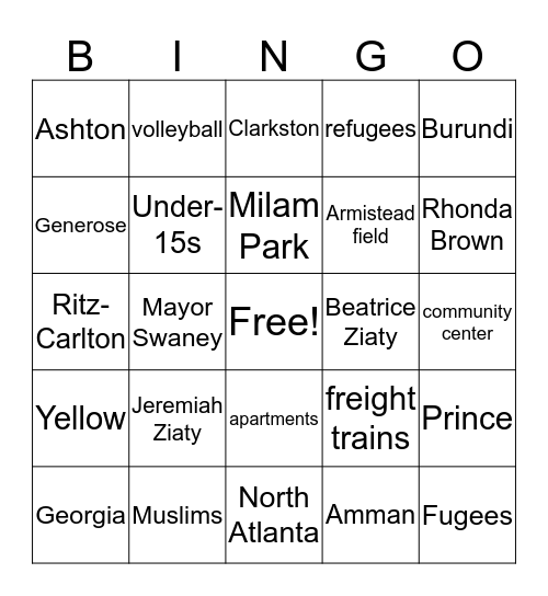 Outcasts United Bingo Card