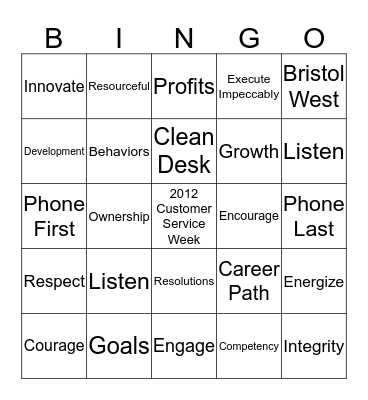 Be the One Bingo Card