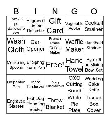 GIFT BINGO Card
