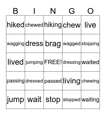 Inflicted Endings Bingo Card