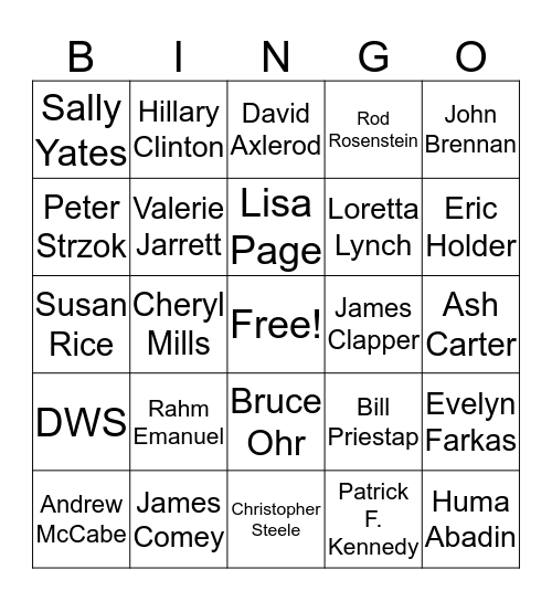 Indictment Bingo Card