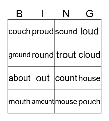 OU WORDS Bingo Card