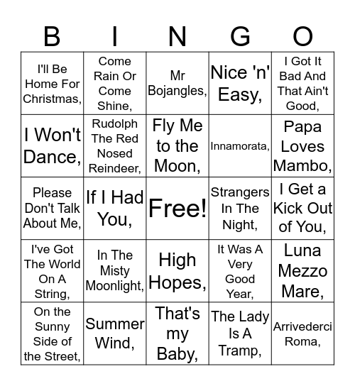 RAT PACK Bingo Card