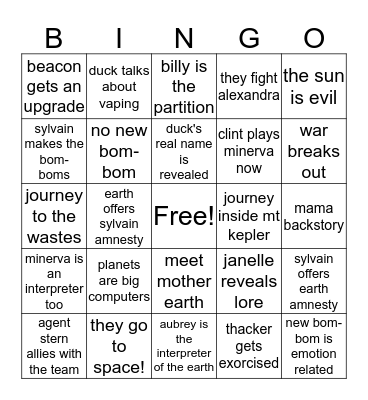 Amnesty Episode 29 Bingo Card