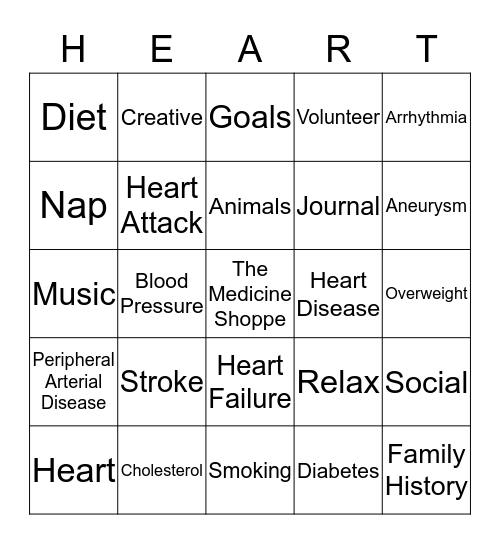 Heart Healthy BINGO Card