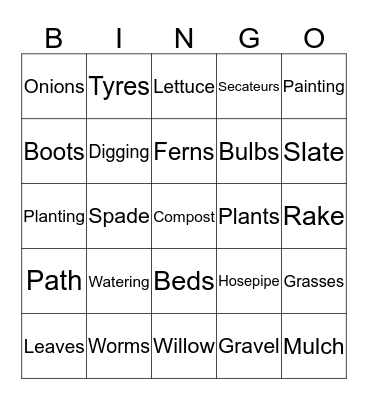 Garden Bingo Card
