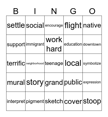 Vocab Bingo Card