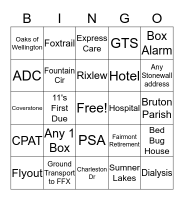 C Shift Bingo Card