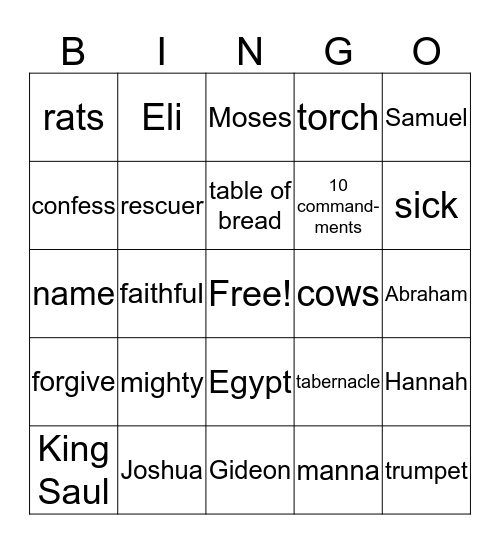 Israel Bingo Card