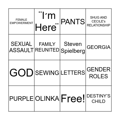 the color purple Bingo Card