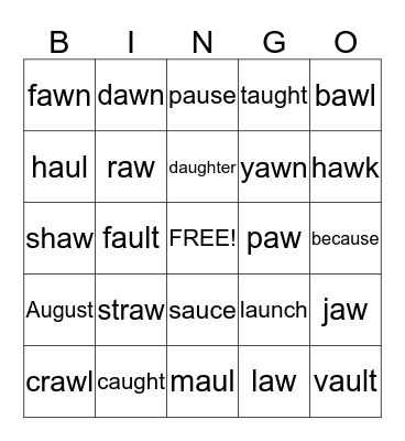 AW / AU Bingo Card