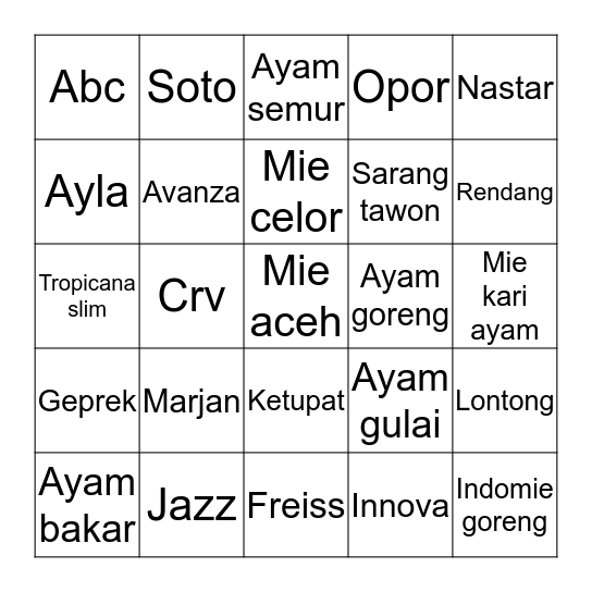 Bingo Card