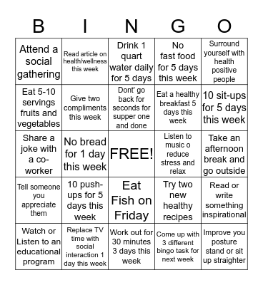 VALMONT NEWMARK HEALTHY BINGO WEEK 3 Bingo Card