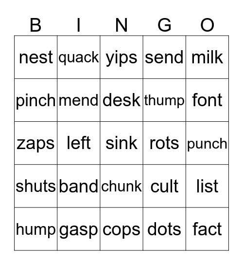 CVCC Bingo Card