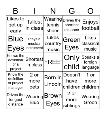 People Bingo Card