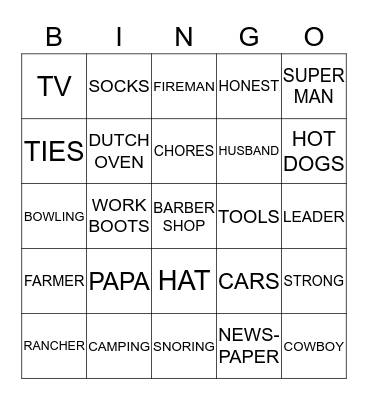 FATHER'S DAY Bingo Card