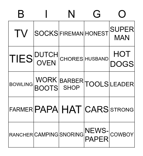 FATHER'S DAY Bingo Card