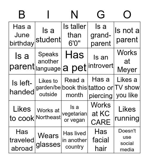 Find someone who... Bingo Card