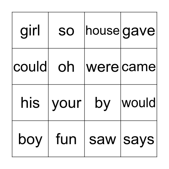 2G Power Word Bingo - Lists 5 & 6 Bingo Card
