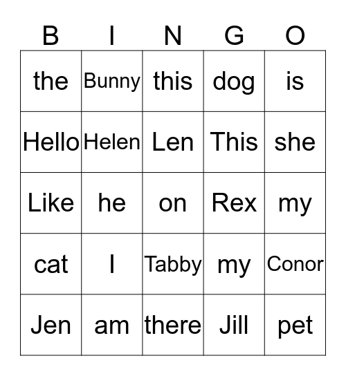 Hello! Bingo Card
