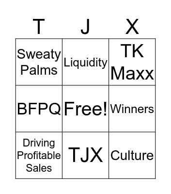 Retail Bingo Card