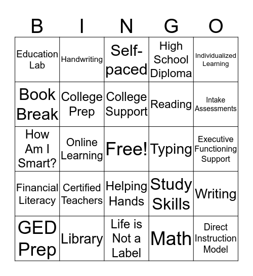 SVA Education Bingo Card